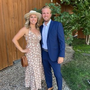 Lulus Brown Floral Print Strappy Maxi Dress. Like new condition prom